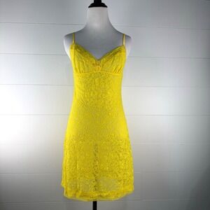 Victorias Secret Y2K Sheer Lace Mesh Babydoll Slip Dress L Lingerie Chemise Sexy